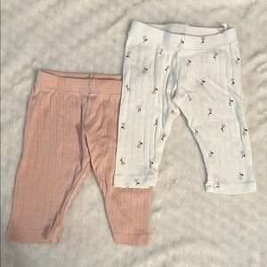 H&M Organic Cotton Baby Leggings in White and Pink Floral